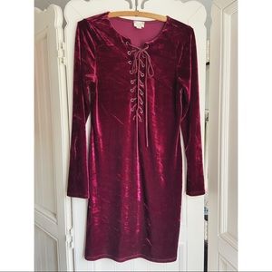 Nasty Gal velvet lace up dress